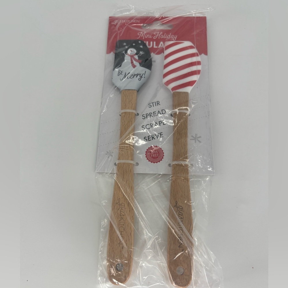 Mini Holiday Spatula Set with Wooden Handles